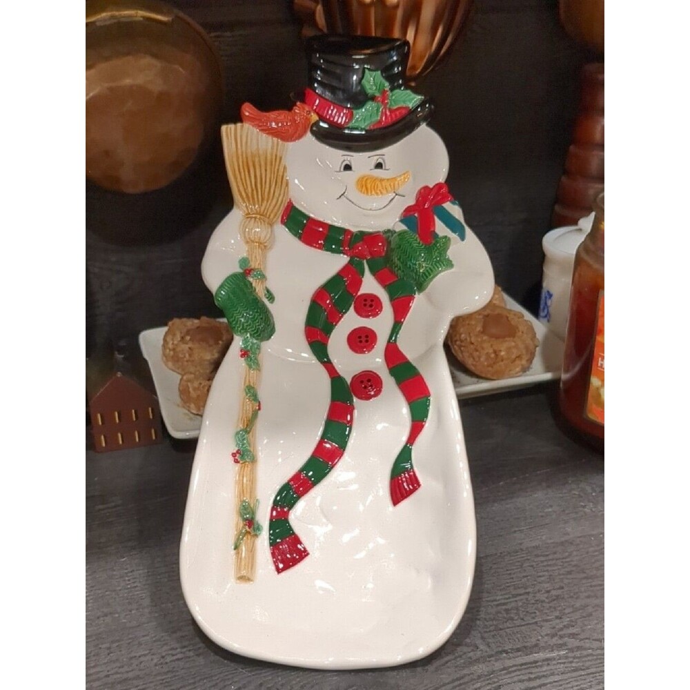 Fitz and Floyd Snack Therapy Snowman Snack Tray